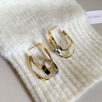 1 Pair Elegant Vintage Style Color Block Plating Laser Copper Copper 18K Gold Plated Ear Studs main image 6