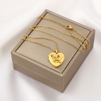 Wholesale Casual Elegant Modern Style Heart Shape Copper Inlay Gold Plated Zircon Pendant Necklace main image 2