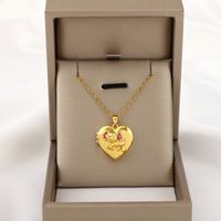Wholesale Casual Elegant Modern Style Heart Shape Copper Inlay Gold Plated Zircon Pendant Necklace main image 3