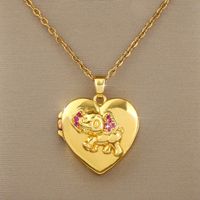 Wholesale Casual Elegant Modern Style Heart Shape Copper Inlay Gold Plated Zircon Pendant Necklace main image 4