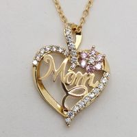 Elegant Lady Letter Heart Shape Alloy Inlay Zircon Mother'S Day Women's Pendant Necklace main image 1