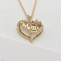 Elegant Lady Letter Heart Shape Alloy Inlay Zircon Mother'S Day Women's Pendant Necklace main image 2