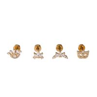 1 Piece Classic Style Geometric Polishing Plating Inlay Stainless Steel Copper Diamond 18K Gold Plated Cartilage Earrings main image 5
