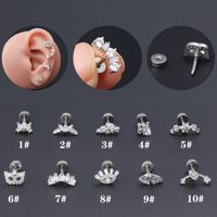 1 Piece Classic Style Geometric Polishing Plating Inlay Stainless Steel Copper Diamond 18K Gold Plated Cartilage Earrings main image 2