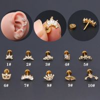 1 Piece Classic Style Geometric Polishing Plating Inlay Stainless Steel Copper Diamond 18K Gold Plated Cartilage Earrings main image 1