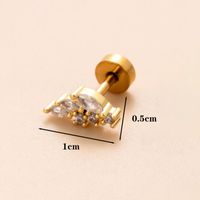 1 Piece Classic Style Geometric Polishing Plating Inlay Stainless Steel Copper Diamond 18K Gold Plated Cartilage Earrings sku image 15