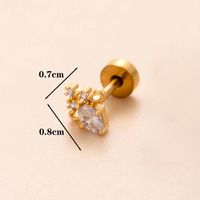 1 Piece Classic Style Geometric Polishing Plating Inlay Stainless Steel Copper Diamond 18K Gold Plated Cartilage Earrings sku image 11