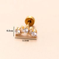 1 Piece Classic Style Geometric Polishing Plating Inlay Stainless Steel Copper Diamond 18K Gold Plated Cartilage Earrings sku image 19