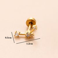 1 Piece Classic Style Geometric Polishing Plating Inlay Stainless Steel Copper Diamond 18K Gold Plated Cartilage Earrings sku image 8