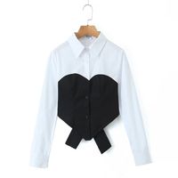 Women's Blouse Long Sleeve Blouses Button Elegant Color Block main image 1