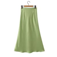 Summer Simple Style Solid Color Polyester Midi Dress Skirts main image 4