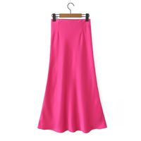 Summer Simple Style Solid Color Polyester Midi Dress Skirts main image 5