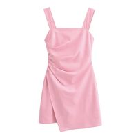 Women's Strap Dress Sexy Square Neck Printing Pleated Sleeveless Solid Color Above Knee Daily main image 2