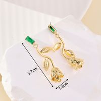 1 Pair Simple Style Classic Style Rose Flower Flowers Inlay Copper Zircon 18K Gold Plated Drop Earrings main image 3