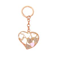 Simple Style Heart Shape Alloy Enamel Plating Inlay Rhinestones Bag Pendant Keychain main image 3