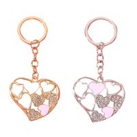 Simple Style Heart Shape Alloy Enamel Plating Inlay Rhinestones Bag Pendant Keychain main image 4