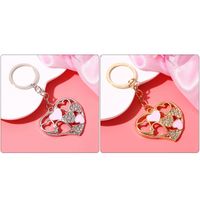 Simple Style Heart Shape Alloy Enamel Plating Inlay Rhinestones Bag Pendant Keychain main image 5