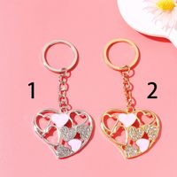 Simple Style Heart Shape Alloy Enamel Plating Inlay Rhinestones Bag Pendant Keychain main image 1