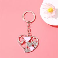 Simple Style Heart Shape Alloy Enamel Plating Inlay Rhinestones Bag Pendant Keychain sku image 2