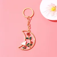 Style IG Style Simple Lune Chat Rose Alliage Placage Pendentif De Sac Porte-Clés sku image 1