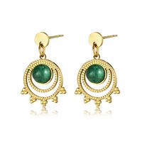 1 Pair Casual Simple Style Solid Color Inlay 304 Stainless Steel Turquoise Ear Studs main image 4