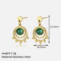 1 Pair Casual Simple Style Solid Color Inlay 304 Stainless Steel Turquoise Ear Studs sku image 1