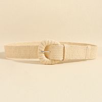 Beach Classic Style Solid Color Belt Buckle Women's Woven Belts sku image 1