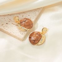 1 Pair Glam Classical Solid Color Plating Inlay Copper Natural Stone Zircon Gold Plated Ear Studs main image 4