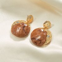 1 Pair Glam Classical Solid Color Plating Inlay Copper Natural Stone Zircon Gold Plated Ear Studs main image 5