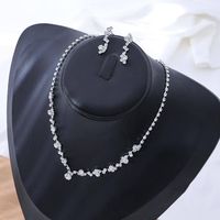 Copper Silver Plated Elegant Simple Style Plating Inlay Solid Color Artificial Rhinestones Earrings Necklace main image 1