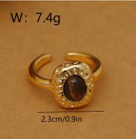 Wholesale IG Style Baroque Style Oval Copper Laser Inlay 18K Gold Plated Tiger Eye Open Rings main image 2