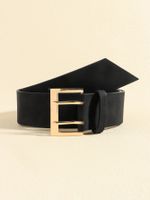 Elegant Luxurious Solid Color Pu Leather Ferroalloy Belt Buckle Women's Leather Belts sku image 3