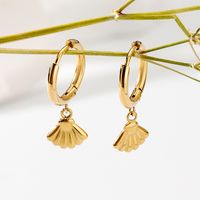 1 Pair Simple Style Shell 304 Stainless Steel 14K Gold Plated Drop Earrings main image 1