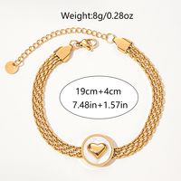 Stainless Steel Fritillary Gold Plated Vintage Style Circle Heart Shape Patch Inlay Shell Bracelets sku image 1