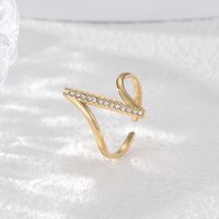 304 Stainless Steel 14K Gold Plated Simple Style Plating Inlay Geometric Zircon Open Rings main image 1