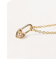 Sterling Silver Simple Style Heart Shape Key Lock Plating Inlay Zircon Pendant Necklace sku image 4