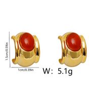1 Pair Elegant Artistic C Shape Inlay Copper Zircon 18K Gold Plated Ear Studs main image 2