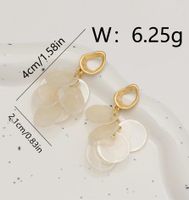 1 Pair Simple Style Classic Style Round Shell Copper 18K Gold Plated Drop Earrings main image 2