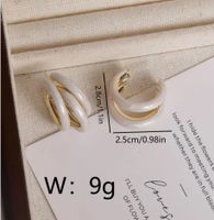 1 Pair Casual Simple Style C Shape Enamel Copper 18K Gold Plated Ear Studs main image 2