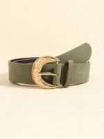 Elegant Luxurious Solid Color Pu Leather Ferroalloy Belt Buckle Women's Leather Belts sku image 2