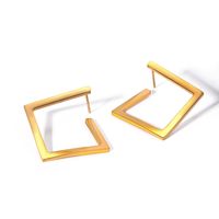 1 Pair IG Style Basic Square 316 Stainless Steel  18K Gold Plated Ear Studs main image 5