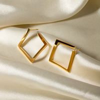 1 Pair IG Style Basic Square 316 Stainless Steel  18K Gold Plated Ear Studs main image 3