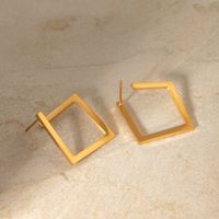 1 Pair IG Style Basic Square 316 Stainless Steel  18K Gold Plated Ear Studs main image 2