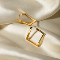 1 Pair IG Style Basic Square 316 Stainless Steel  18K Gold Plated Ear Studs main image 4