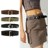 Elegant Luxurious Solid Color Pu Leather Ferroalloy Belt Buckle Women's Leather Belts main image 1