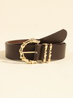 Elegant Luxurious Solid Color Pu Leather Ferroalloy Belt Buckle Women's Leather Belts sku image 4