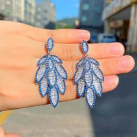 1 Pair Casual Romantic Leaves Inlay Copper Zircon White Gold Plated Drop Earrings main image 7