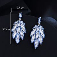 1 Pair Casual Romantic Leaves Inlay Copper Zircon White Gold Plated Drop Earrings main image 2