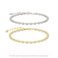 Simple Style Solid Color Sterling Silver Plating Gold Plated Bracelets main image 1