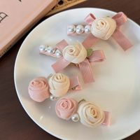 Women's Princess Cute Sweet Flower Imitation Pearl Alloy Cloth Hair Clip main image 11